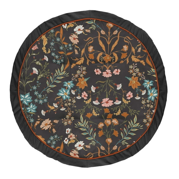 Sweet Jojo Designs Boho Floral Wildflower Black and Orange Girl Baby Tummy Time Play Mat