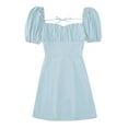 thumbnail image 1 of Kcodviy Robes pour Femmes Robe à Encolure Carrée Décontractée à Manches Courtes Rétrécie Plissée Poitrine Grande Robe pour Femmes Robe Sans Bretelles Robe de Poupée Mini Adolescente Robes Décontractées Robe, 1 of 4