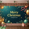 thumbnail image 5 of Christmas Theme Christmas Banner Festive Happy New Year Banner Gold Ornaments Pine Branches Holiday Banner for Christmas Party New Year Celebration Indoor Decoration, 5 of 9