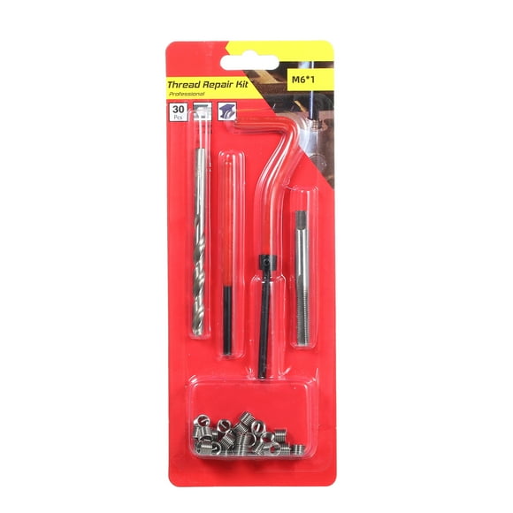 30Pcs Metric Thread Repair Insert Kit M5 M6 M8 M10 M12 M14 Helicoil Car Pro Coil Tool M6 * 1