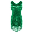 thumbnail image 1 of Mufeng Robe de Danse Salsa Latin Tango Cha Cha pour Femmes Robe à Paillettes à Franges Costume de Bal Vert TG, 1 of 8