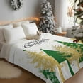 thumbnail image 5 of Christmas Tree Fleece Throw Blanket Lightweight Gold Green Tree Winter Snowflakes Abstract Fuzzy Flannel Throws Super Soft Cozy Flannel Blanket for Couch, Sofa, Bed, Travel 40"x50", 5 of 9