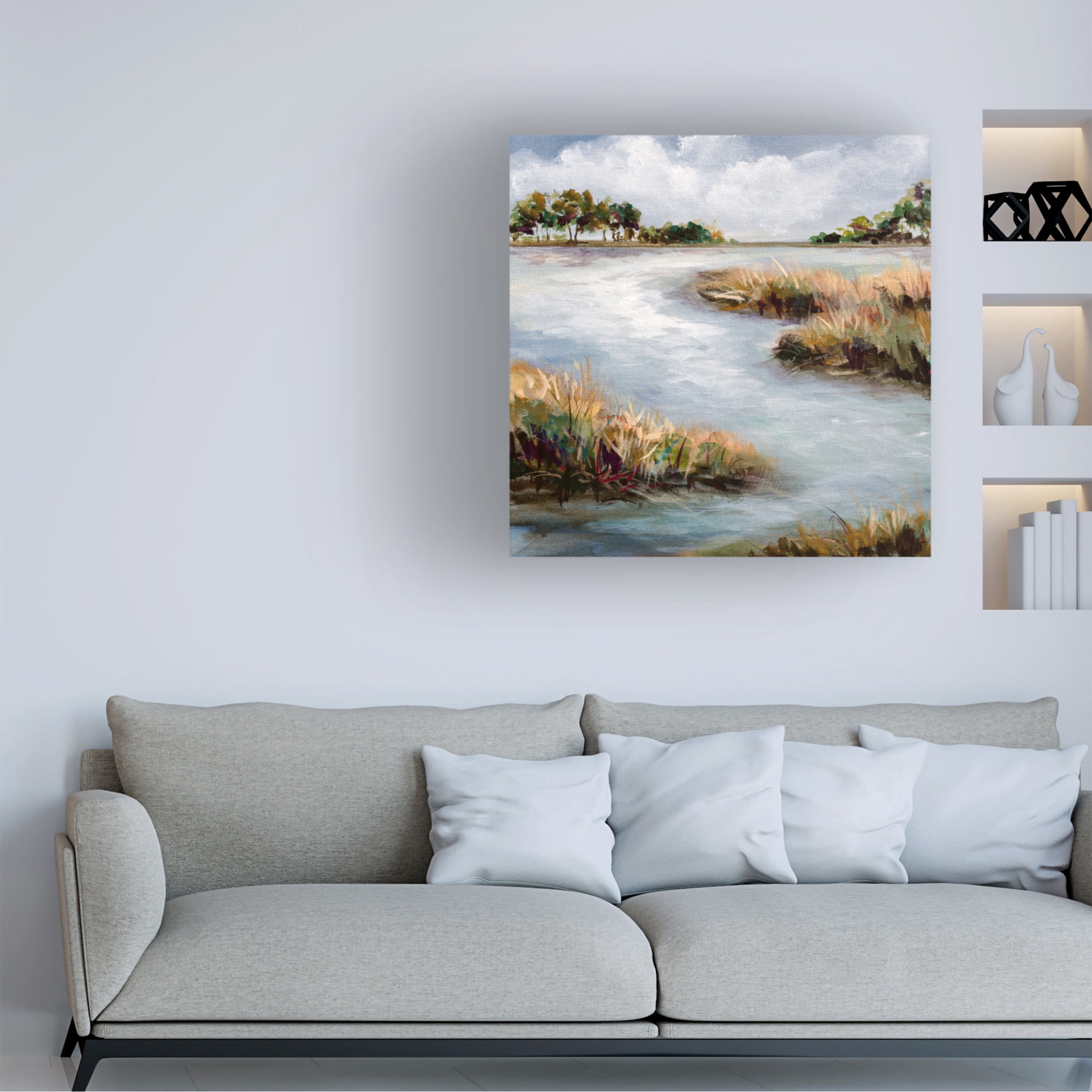 Canvas Wall Art - Karen Hale 'Can You Hear The Bird Song I' Wall Art for Living Room, Bedroom, or Office Décor by Trademark Fine Art - 14 x 14 Inches