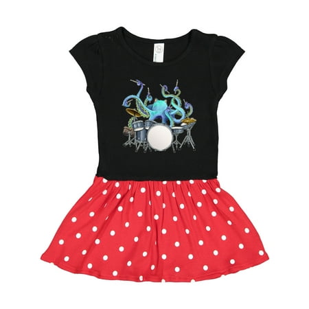 

Inktastic Cute Blue Octopus Drumming Gift Toddler Girl Dress