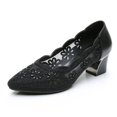 thumbnail image 3 of XIHAHA mujer Primavera Verano moda hueco cuero genuino bombas zapatos de mujer tacones tacón cuadrado malla señoras zapatos de oficina cristal, 3 of 5