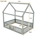 thumbnail image 4 of Euroco Full Size Low House Bed with Fence and Door for Kids, Gray, 4 of 11