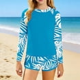 thumbnail image 6 of Piuwrlz Multicolor Swimsuit Teen Girls Swimming Suit Two Piece Long Sleeves Hawaiian shirt Swimwear Multicolor Size 6-7 Years, 6 of 6