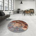thumbnail image 4 of Ahgly Company Machine Washable Indoor Round Industrial Modern Chestnut Brown Area Rugs, 3' Round, 4 of 7