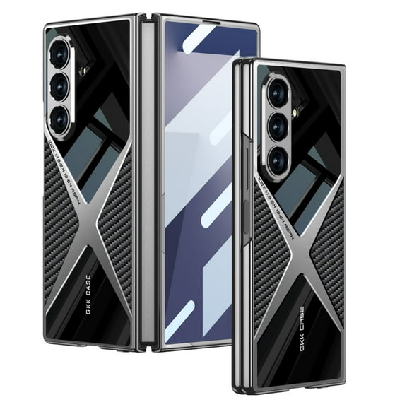 for Samsung Galaxy Z Fold 7 Full Body Case, Built-in Tempered Glass Screen Protector, Hard PC Slim Anti-Scratches Shockproof Protective Phone Case for Samsung Galaxy Z Fold 7, Carbonfiber