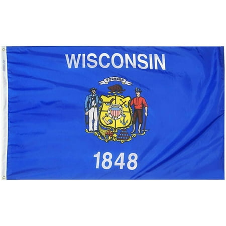 Wisconsin State Flag, 4' x 6', Nylon SolarGuard Nyl-Glo, Model# 145970