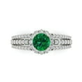 thumbnail image 2 of 1.76ct round cut green emerald 14k white gold halo Bridal Wedding Engagement Promise Anniversary Ring for Women size 4.75, 2 of 7