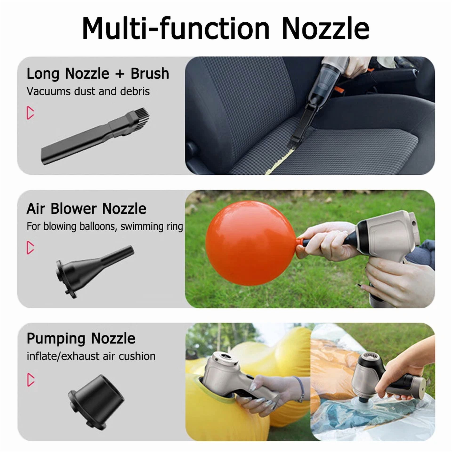 120W Portable Handheld Car Vacuum Cleaner Cordless Duster Strong Suction Wet&Dry