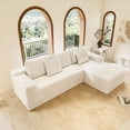 thumbnail image 6 of Aukfa 104" Modular Cloud Sectional Sofa with Right-Facing Chaise, Plush Corduroy Upholstered Deep Seat Couch, No Assembly Required for Living Room/Bedroom/Apartment, White, 6 of 8