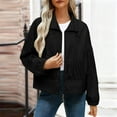 thumbnail image 2 of Stamzod Jackets for Women Casual Long Sleeve Light Weight Jackets Womens Fall Fashion Ruched Cropped Jacket Coats Black M, 2 of 7