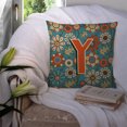 thumbnail image 3 of Carolines Treasures CJ2012-YPW1414 Letter Y Flowers Retro Blue Canvas Fabric Decorative Pillow  14Hx14W multicolor, 3 of 4