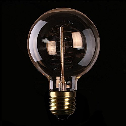 Vintage Edison Bulbs with Spiral Filament, 60W Dimmable E26/E27 G95 Round Globe Large Antique Light, Golden Finish Industrial Design Amber Warm 120V [6 Pack]