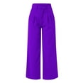 thumbnail image 5 of AILIYIL Lightweight Tailored Premium Fabric Wide Leg Pants Women'S Casual High Waisted Wide Leg Pants Casual Pants With Pockets (Purple,L), 5 of 7