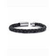 thumbnail image 2 of PalmBeach Jewelry Men's Black Leather Bracelet with Stainless Steel Slip Lock Closure 9" or 10", 2 of 4