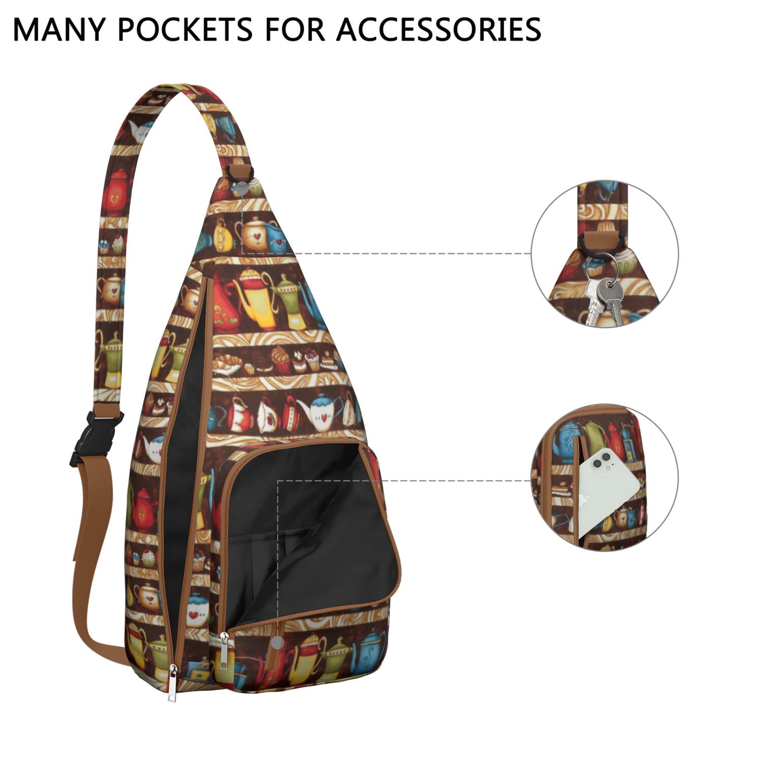 Book Lover's Crossbody Sling Bag - Waterproof Lightweight Chest Pack with Bookshelf Print Design, Perfect Reading Companion for Travel & Daily Use (Born to Read Inspired)