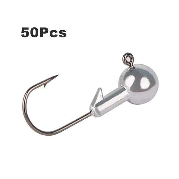 50Pcs Fishhooks Fishing Hooks Round Jig Hook 1/2/3/3.5/4/5/7/10