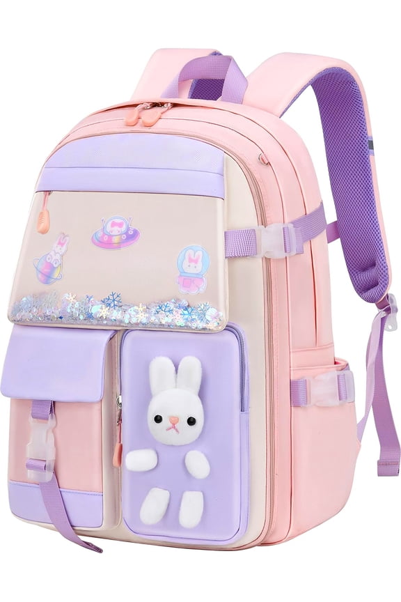 School Backpacks for Girls, Large Capacity Fashion School Bag for Kids Teens,Cute Lightweight Waterproof Student Bookbags Gifts,Pink