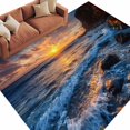 thumbnail image 2 of Beach Reef Washable Living Room Rugs 5'x8', Country Sunset Ocean Waves Reef Beach Low Pile Throw Large Area Rug Non-Slip Sturdy Edge Binding Carpet for Living Room Kitchen Office, 2 of 9
