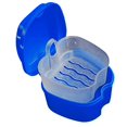 thumbnail image 2 of Caja de baño para dentaduras postizas, contenedor de almacenamiento con cesta de filtro para limpieza de viajes (azul), 1 unidad, 2 of 5