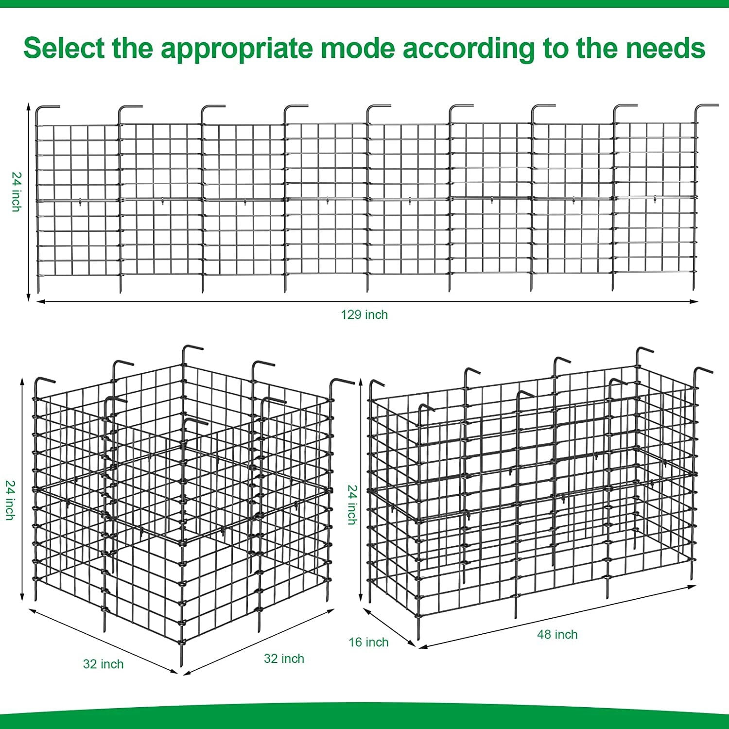 Decorative Garden Fence 24in x 11ft, 16 Pack Rustproof Metal No Dig Fence Animal Barrier for Dog, Straight Flower Bed Edging Ornamental Wire Border Panel Fencing for Yard Patio Outdoor Decor