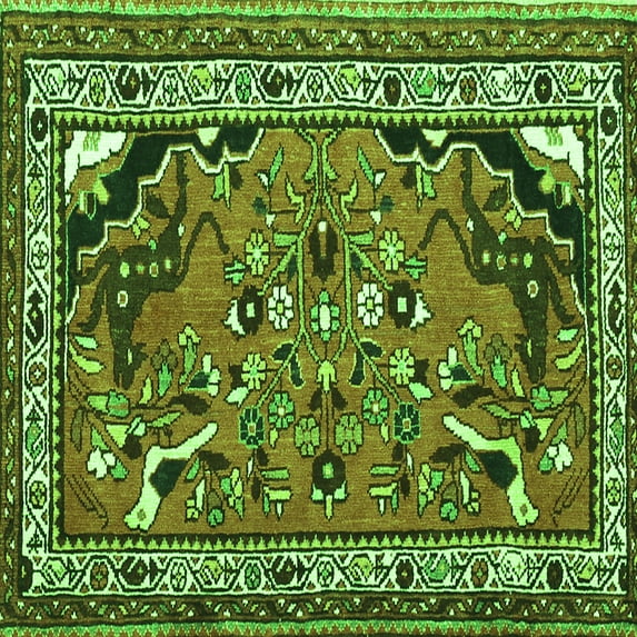 Ahgly Company Indoor Square Persian Green Traditional Area Rugs, 4' Square