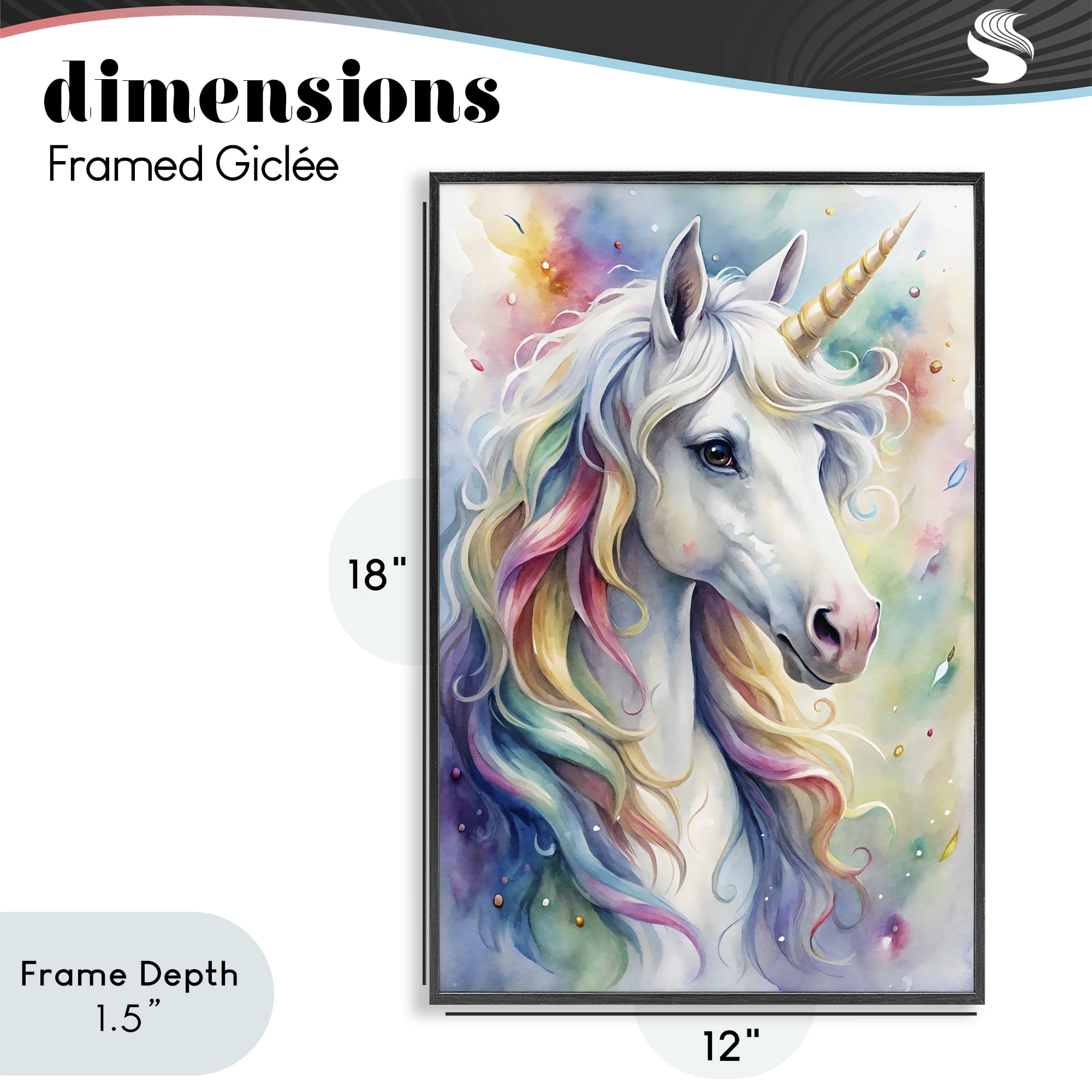 Stupell Industries Pastel Colorful Unicorn Black Framed Giclee Art, design by Creative Studio