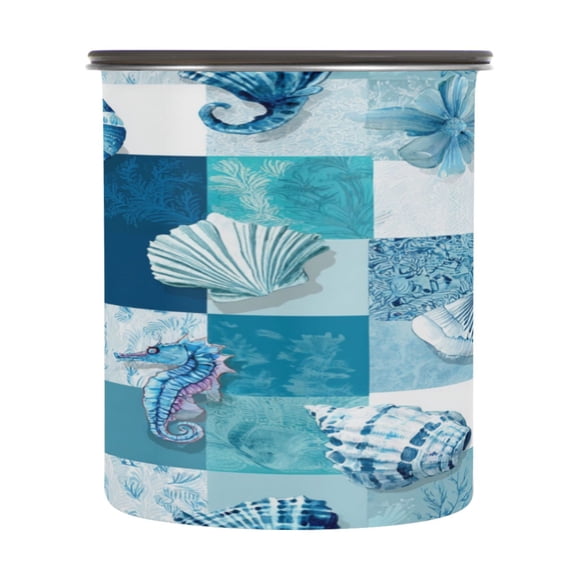 500ml Stainless Steel Food Storage Containers Blue Marine Life Patterns Airtight Kitchen Canisters with Vacuum Lid for Coffee Tea Flour Sugar Grains