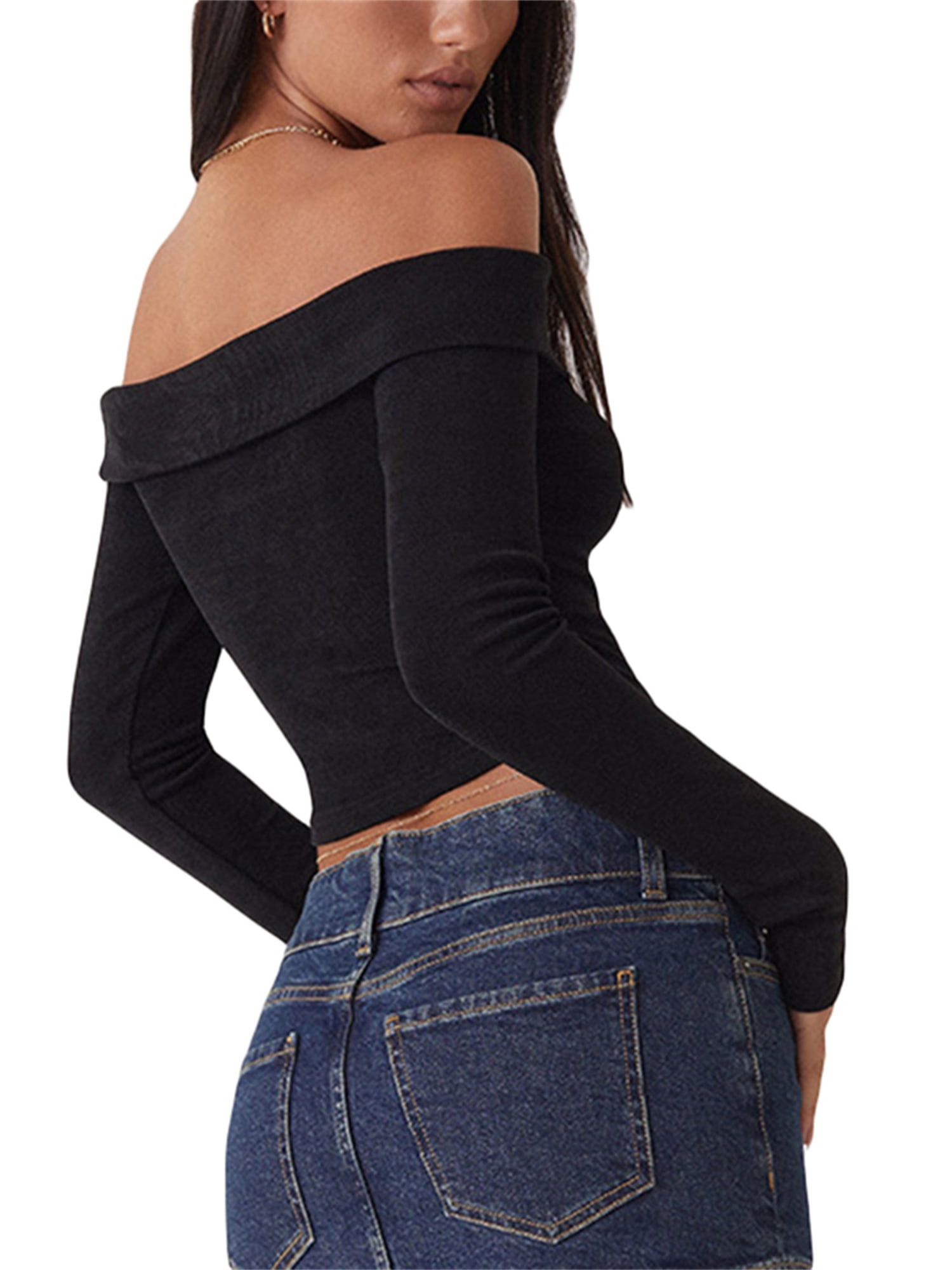 black off the shoulder top walmart