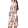thumbnail image 2 of Easygdp Autumn Floral Deer para Vestido Transpirable de Mujer, Vestido Suelto de Manga Corta con Pliegues y Bolsillos para el Verano, 2 of 6