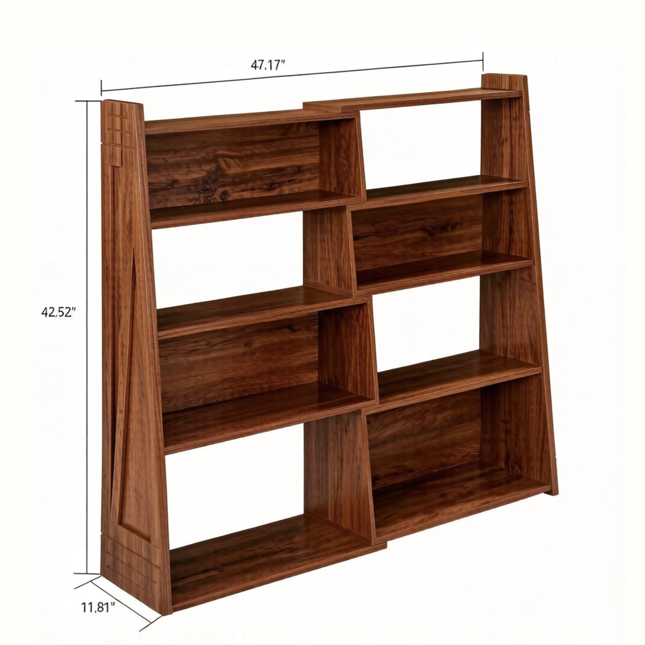GDF Studio 47.17" Expandable 4-Tier L-Shaped Bookshelf, Adjustable 2-Piece Storage Rack, Brown