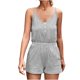 thumbnail image 1 of Monos informales para mujer, Sexy, con botones, de Color sólido, con cuello en V, tirantes, sin mangas, a la moda, camisetas sin mangas, monos, pantalones cortos Pompotops  ulkah940773, 1 of 8