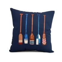 Simply Daisy, 20" x 20" Oar Multi Painted, Geometric Print Outdoor Pillow, Navy