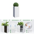 thumbnail image 5 of 14"x14"x30" Garden Pots Rectangular for Outdoor Plants Large Planter Box with Drainage Hole Removable Shelf Tall Plants Container for Yard Front Porch Patio Decorative Metal Steel Heavy Duty, White, 5 of 10