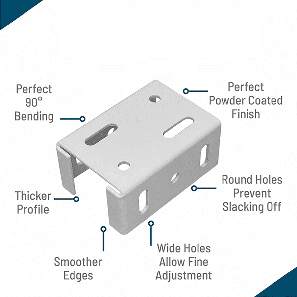 Growment 2-3/4 Inch, Aluminum Heavy Duty, Vinyl Fencing Panel Fence Rails Bracket White
