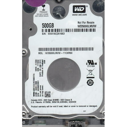 WD5000LMVW-11CKRS0, DCM HHOTJHBB, Western Digital 500GB USB 2.5 Hard Drive