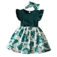 thumbnail image 5 of Baby Girls Dress for Summer Floral Print Ruffle Sleeveless Bow Ribbed Princess Dresses Kids Formal Clothes, 5 of 6