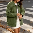 thumbnail image 5 of Luivaraty Womens Plus Size Suede Jacket Long Sleeve Bomber Jacket Fashion Trendy Laple Button Up Pockets Outwear Coat, S-3XL, 5 of 8