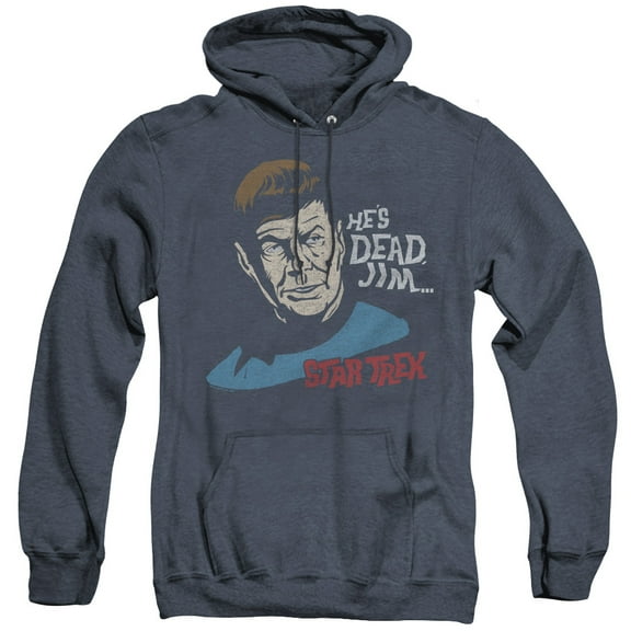Star Trek Hes Dead Jim Adult Heather Hoodie Sweatshirt Navy