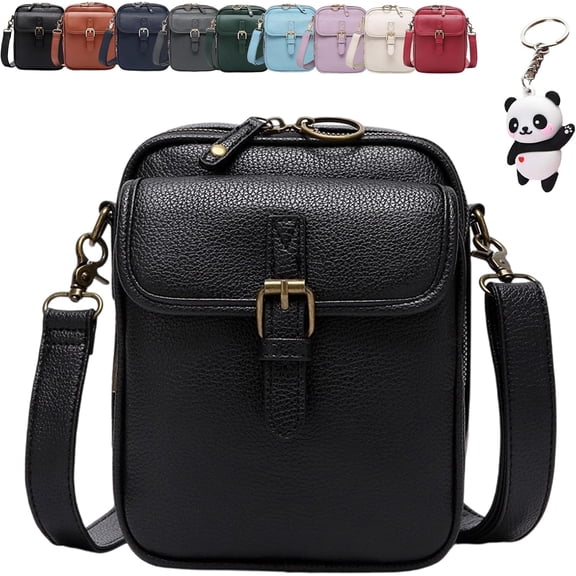 Crossbody Leather Bag, Large Capacity Anti-Theft Vintage Bag with 10 Card Slots
