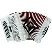 D'Luca Toro Button Accordion 34 Keys 12 Bass, GCF, Case and Straps, White