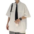thumbnail image 2 of Camisa de manga corta para hombre, blusa informal de verano con botones y cuello vuelto, para uso diario, 2 of 8