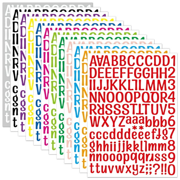 12 Feuilles Lettre Cadeau Alphabet Autocollant, Lettre Adhésive Colorée 
