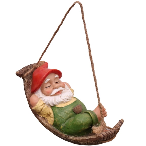 TERESA'S COLLECTIONS 8" Green Garden Gnome Statues, Resin Hanging Tree Ornaments for Outdoor Patio Lawn Decor, Garden Figurines Gifts