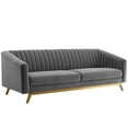 thumbnail image 2 of Modway Valiant Vertical Channel Tufted Performance Velvet Sofa in Gray, 2 of 7