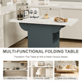 thumbnail image 5 of 39.4" Wood Folding Dining Table with 4 Wheels, Wood Folding End Table with Wheels, Folding Dining Table with Storage Rack and 1 Drawers, Movable Kitchen Table Extendable Versatile Table Space Saving, 5 of 8