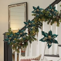 CuiLiyq Christmas Poinsettia, Artificial Glitter Christmas Flower Ornaments Floral Picks Stems for Christmas Tree Decorations Wedding Centerpiece (11.8 Inch)